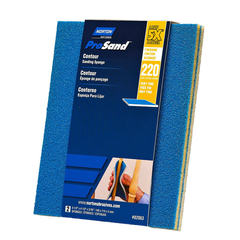 ProSand 5X Contour Sanding Sponge - 4-1/2" x 5-1/2" - 2 Pack - Grit:220 Grit
